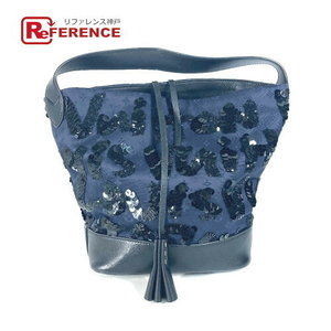 Louis Vuitton Satin Sequin Spotlight GM Shoulder Bag Bucket Navy Blue